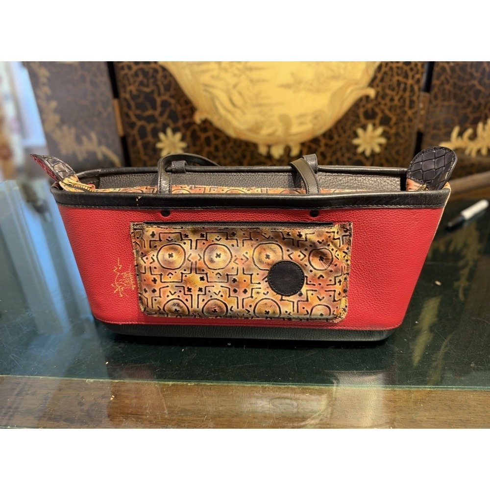 Dancing Soul Expressions Red Black Artistic Boho Tote Handbag